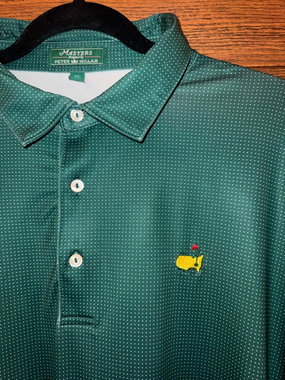Masters Green Microdot Polo with Yellow Masters Emblem